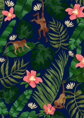 Tropical Garden Dark Blue