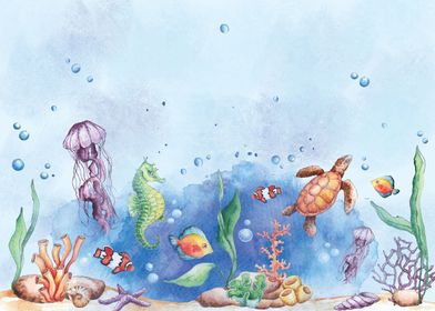 Sealife nursery watercolor