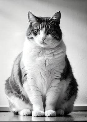 Black and White Fat Cat