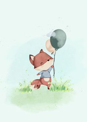 Fox Playing With Balloons