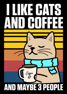 Coffee Cat Poster Funny