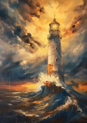  Lighthouse Oil Painting