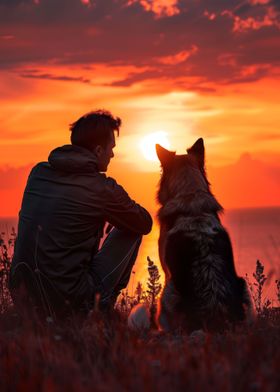 Man And Dogs Friendship