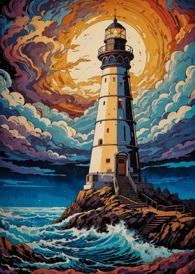 starry night lighthouse