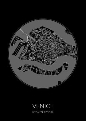 Venice Circle Black Map