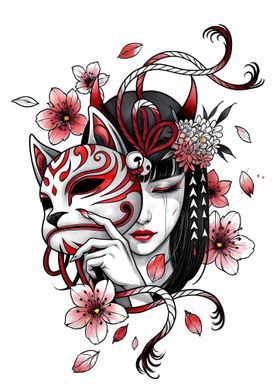 girl kitsune mask