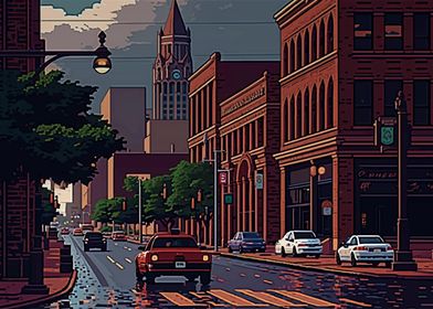 Fort Worth City Pixel Art