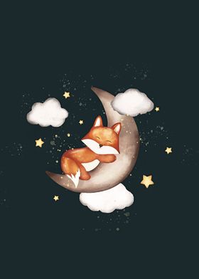 Fox Sleeping on the Moon