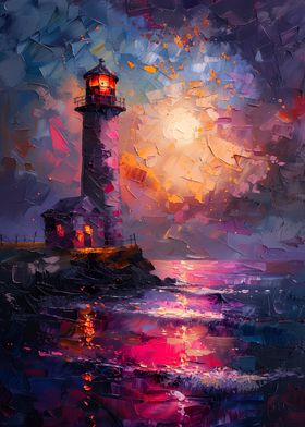 Purple Ocean Lighthouse