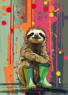 Cool Sloth Wearing Boots
