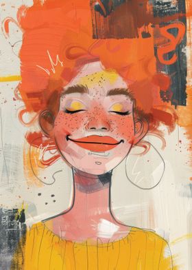 A Happy Redheaded Woman