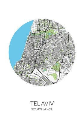 Tel Aviv Circle City Map