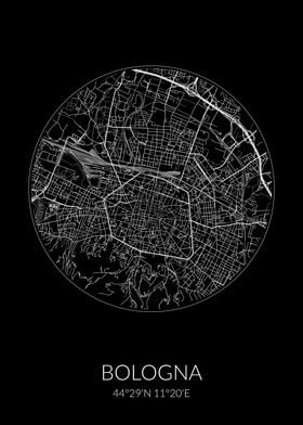 Bologna Circle Black Map