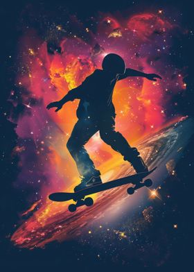 Skateboard Galaxy Silhouet