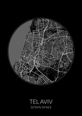 Tel Aviv Black Circle Map