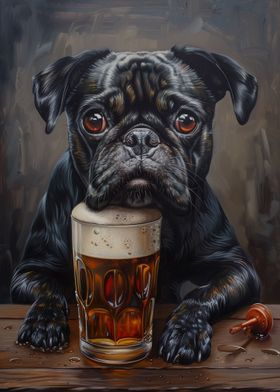 Black Pug Pint Beer Cute