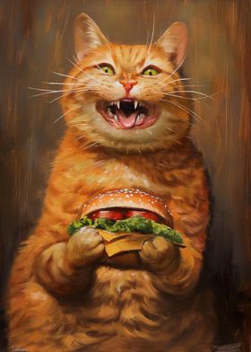 Funny Cat Hamburger Smile