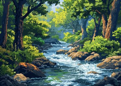 Forest River Pixel Art