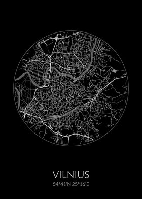 Vilnius Black Circle Map