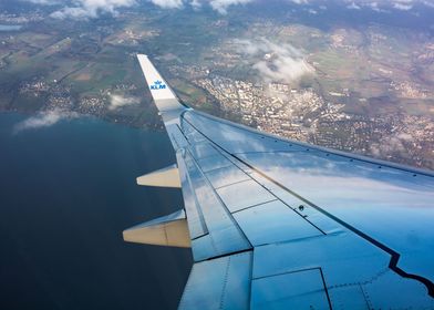 KLM Airplane Wing View