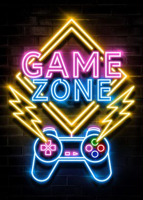 GAME ZONE NEON SIGN ART