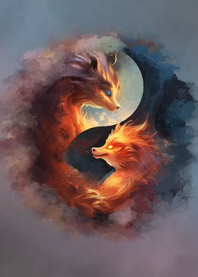 Fox Yin Yang Japanese