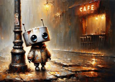 Sad Robots Rainy Night