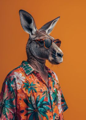 Kangaroo With Floral Shirt