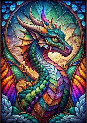Stained Glass Dragon Neon