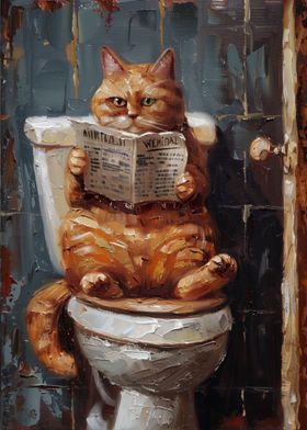 Orange Tabby Cat Toilet