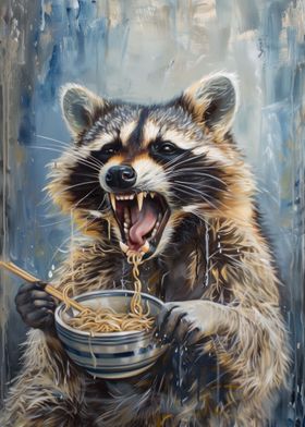 Ramen Noodles Raccoon Eat