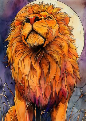 Lion wild cat animal art