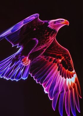 Neon Eagle Flying