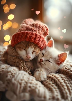 Cute Cat in Winter Holiday