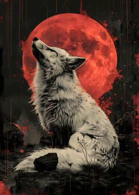 Red Moon white wolf