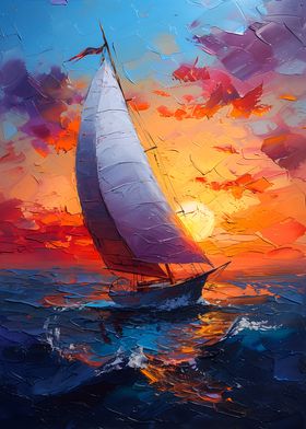 Sailboat Sunset Painting
