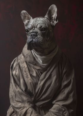 Bulldog Wearing a Robe