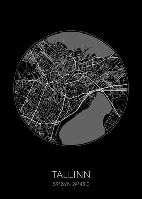 Tallinn Black Circle Map