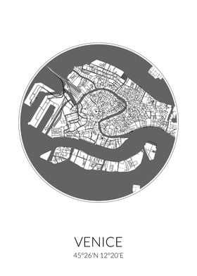 Venice White Circle Map