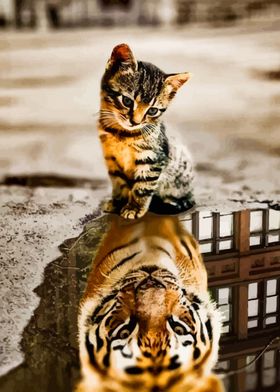 Cat Reflection Tiger