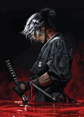 Samurai warrior in blood