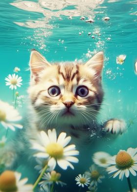 Cat swimming in water
