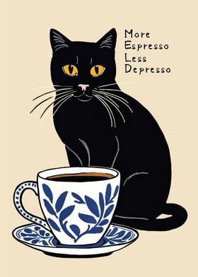 Funny Coffee Cat Poster