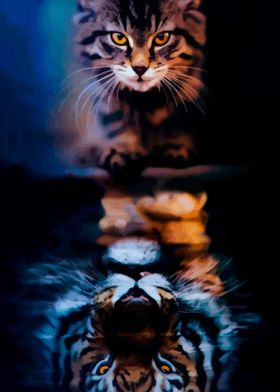 Cat Reflection Tiger