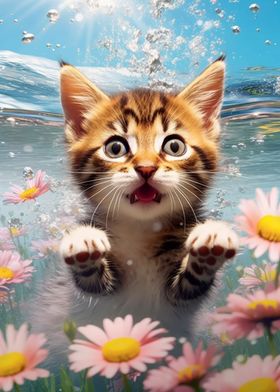 Adorable cat swimming