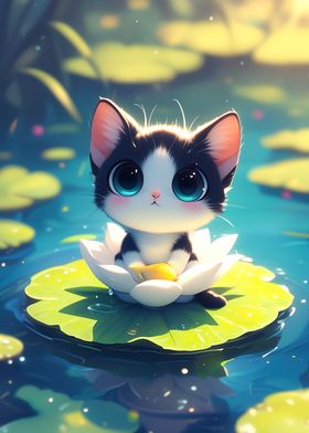 Cute Cat on Sea Rose