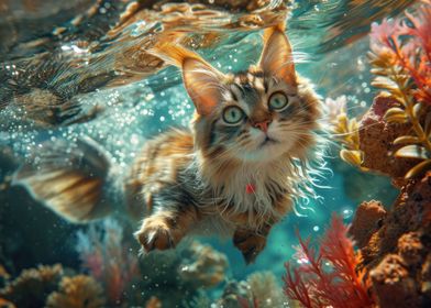 Mermaid Cat Coral Reef