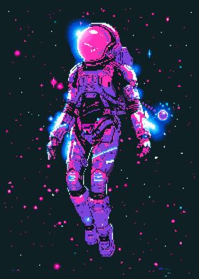 Retro Astronaut Pixel Art