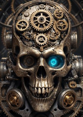 Steampunk Gear Head Skull