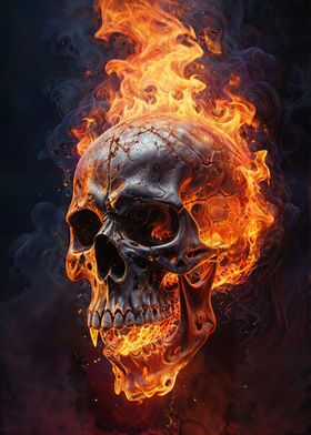 Fiery Flames Smoke Skull